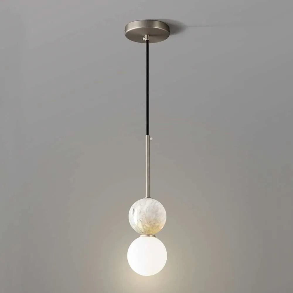 Round Marble & Glass Chandelier for Living Room - view 1