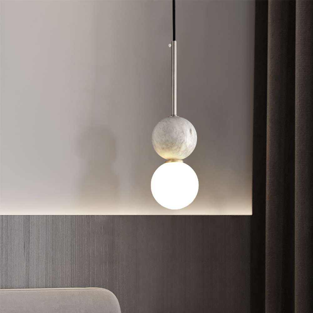 Round Marble & Glass Chandelier for Living Room - view 3