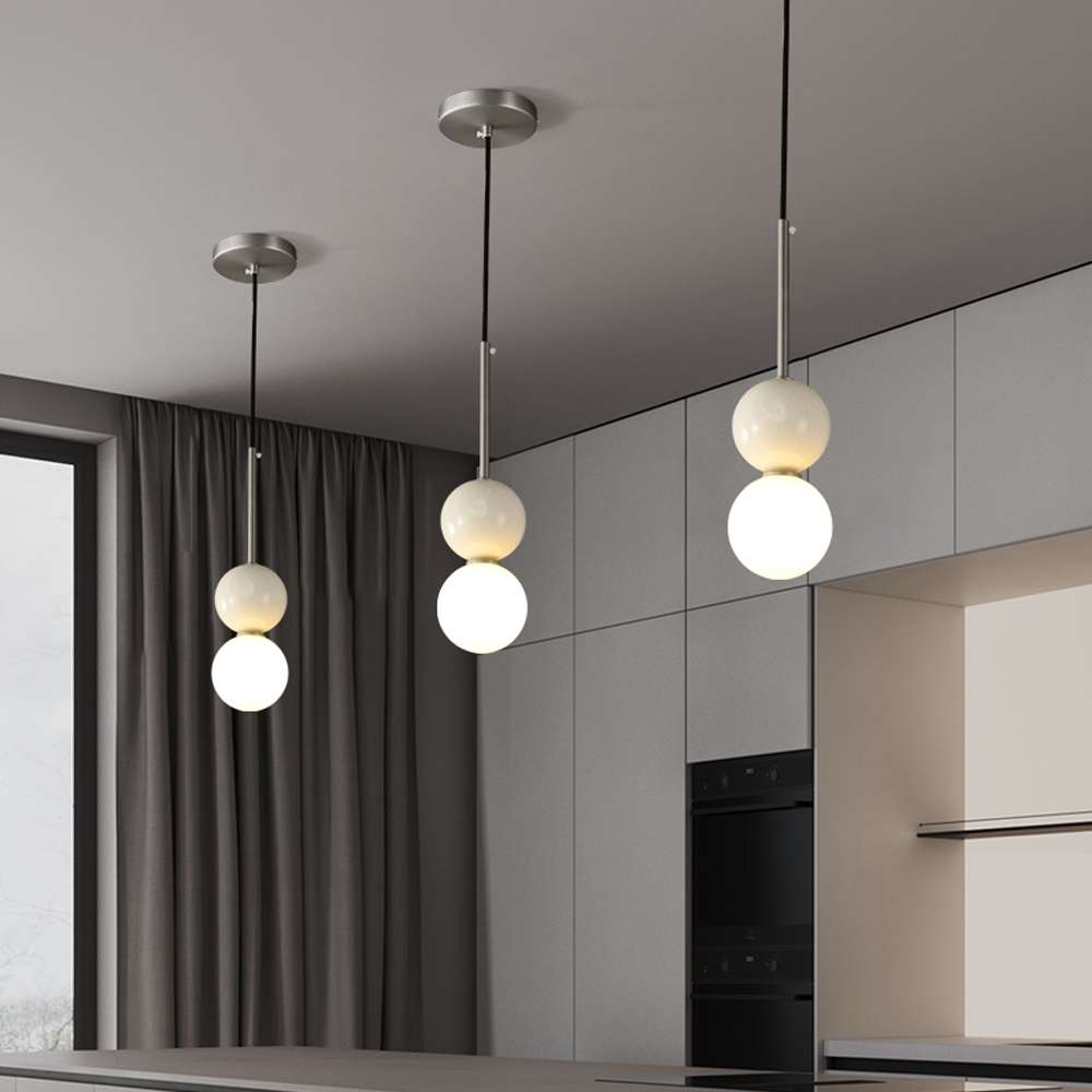 Round Marble & Glass Chandelier for Living Room - view 5