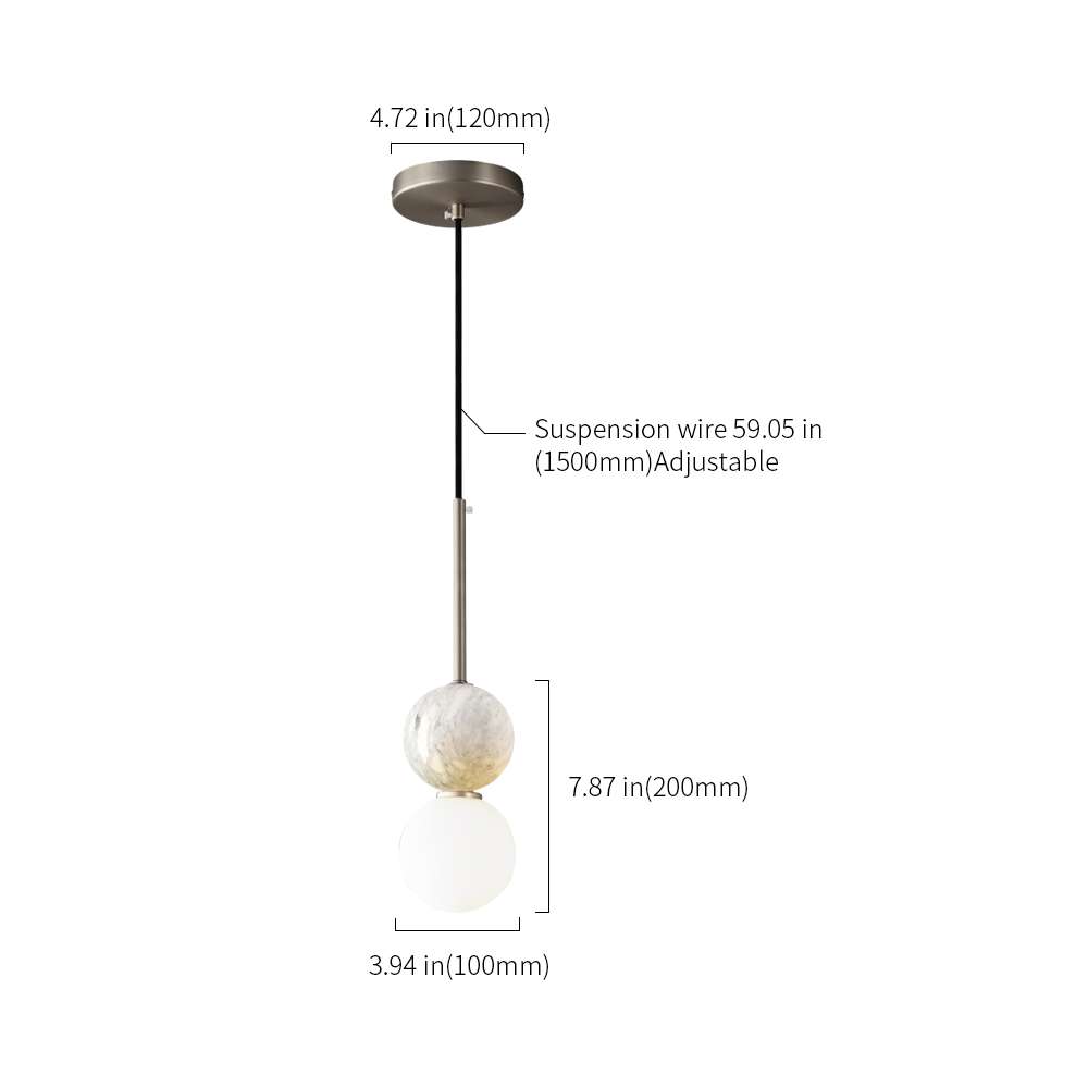 Round Marble & Glass Chandelier for Living Room - view 8