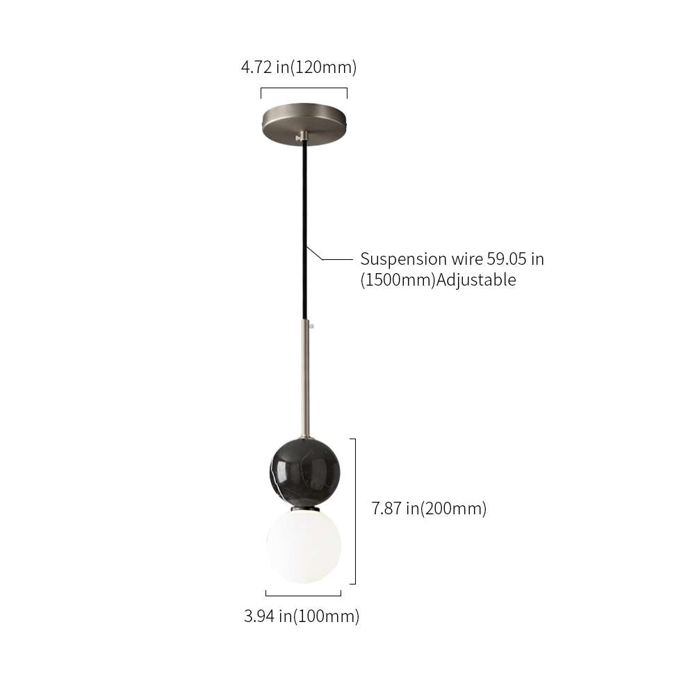 Round Marble & Glass Chandelier for Living Room - view 9