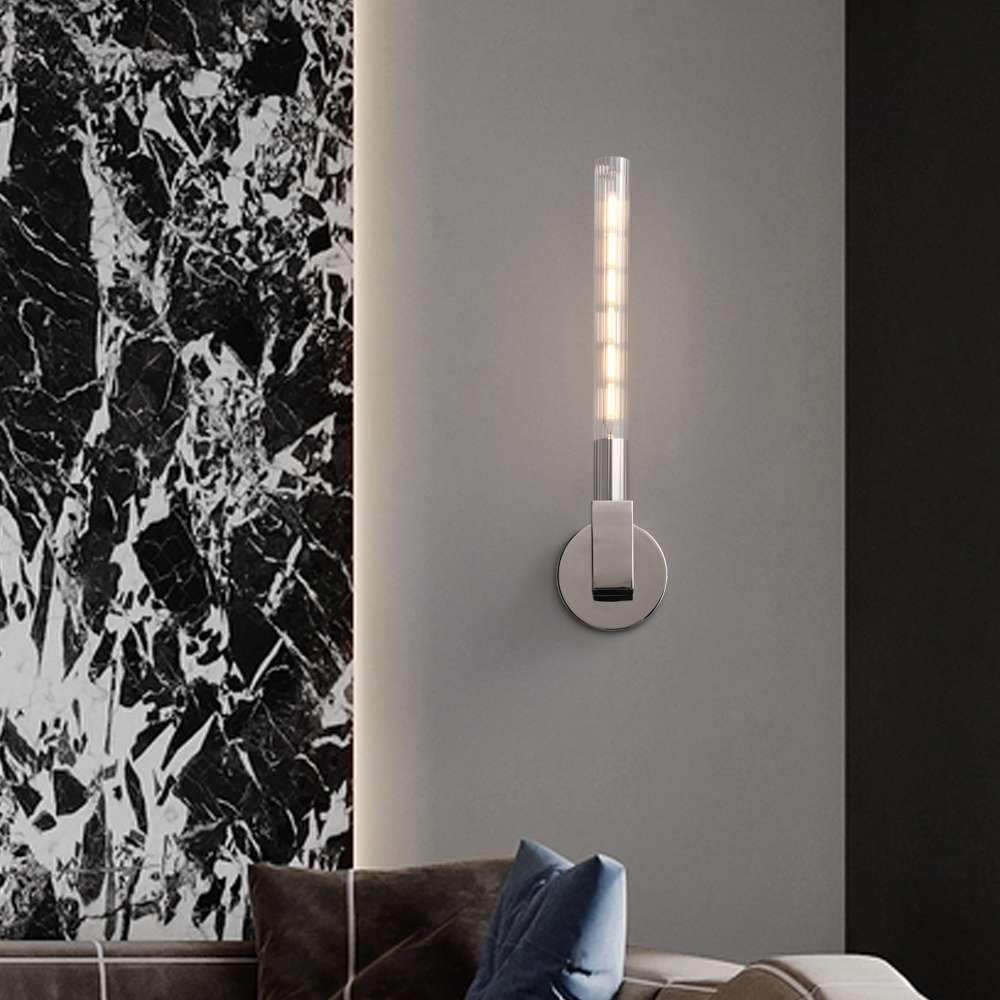 Modern Polished Nickel Wall Sconce for Living Room - view 3