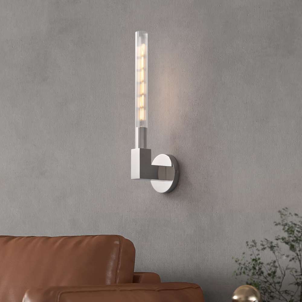 Modern Polished Nickel Wall Sconce for Living Room - view 4