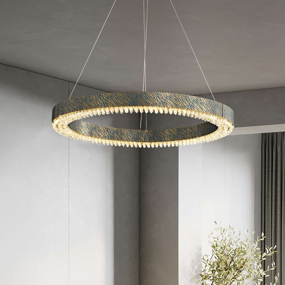 Blue Tiger Pattern Modern Crystal LED Chandelier - view 3
