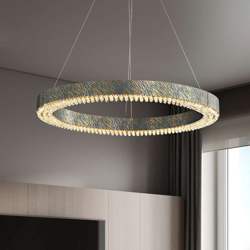 Blue Tiger Pattern Modern Crystal LED Chandelier - view 4