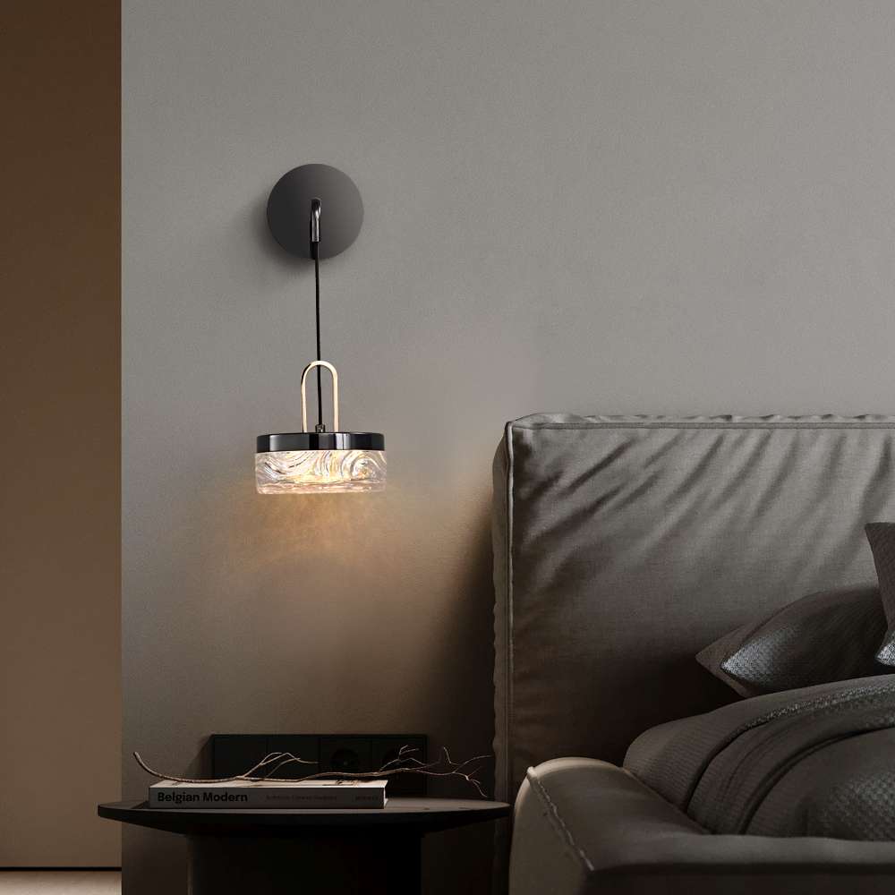 Modern Black and Gold Wall Sconce for Bedroom - view 3
