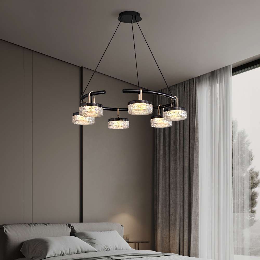 Gold Chandelier with Black Light Fixtures - view 3