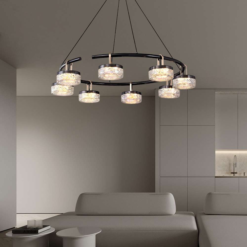 Gold Chandelier with Black Light Fixtures - view 4