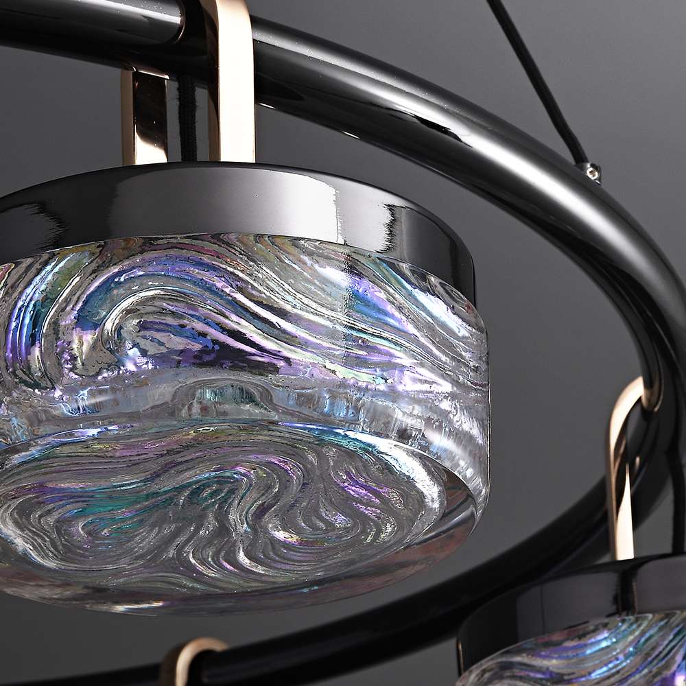 Gold Chandelier with Black Light Fixtures - view 7