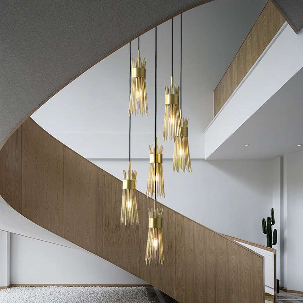 Modern Gold Leaf Foyer Chandeliers- Elegant Chandeliers for Kitchens - view 3