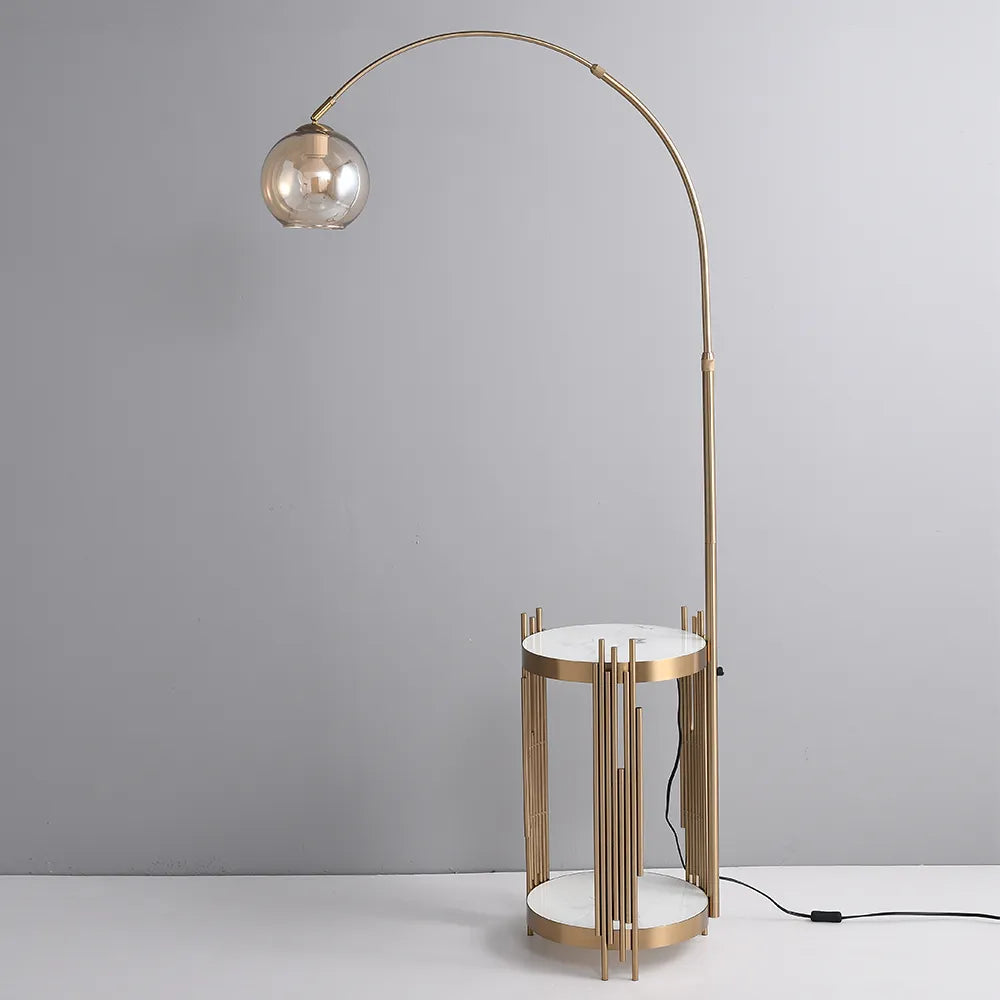 Modern Arched Floor Lamp with Gold Light Fixtures - view 1