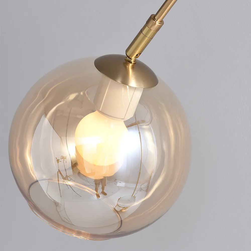Modern Arched Floor Lamp with Gold Light Fixtures - view 3