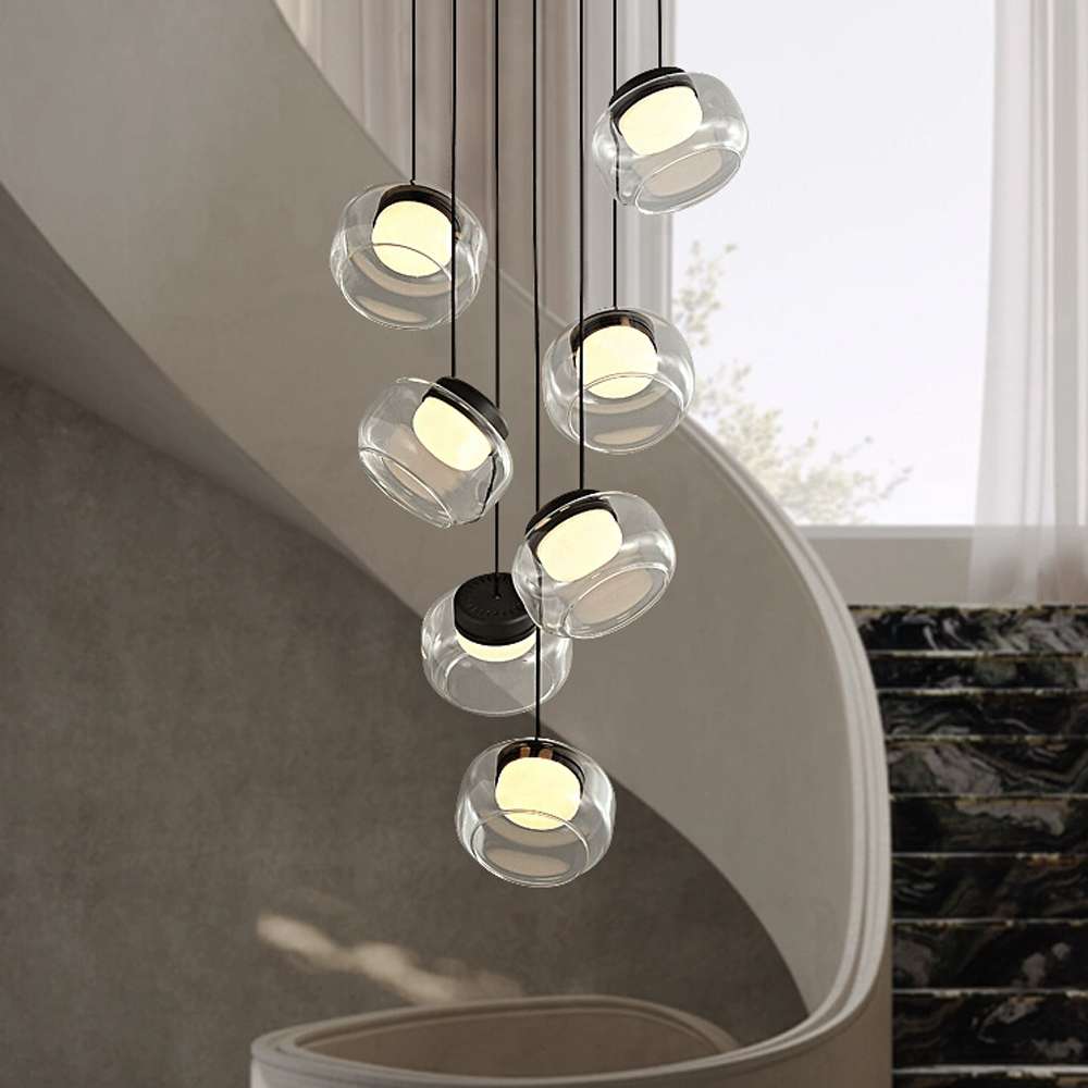Trufa Handmade Transparent Glass Pendant with Alabaster - view 5