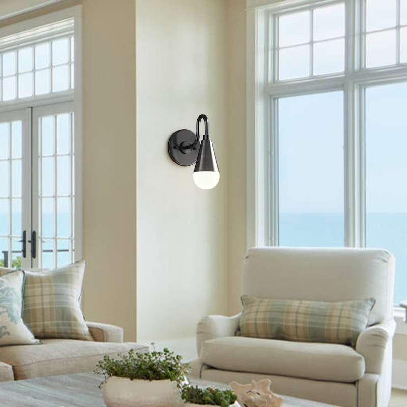 Black Mid Century Modern Wall Light - view 3