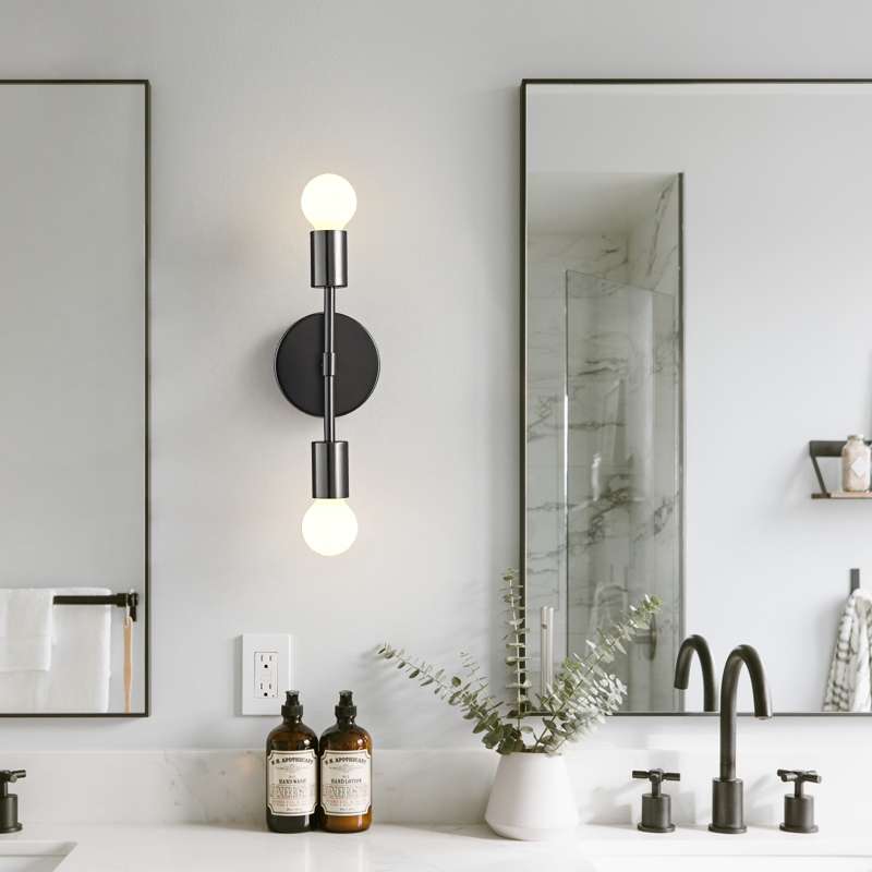 Black Wall Sconce – Hallway Light Fixtures & Modern Bathroom Lighting - view 3