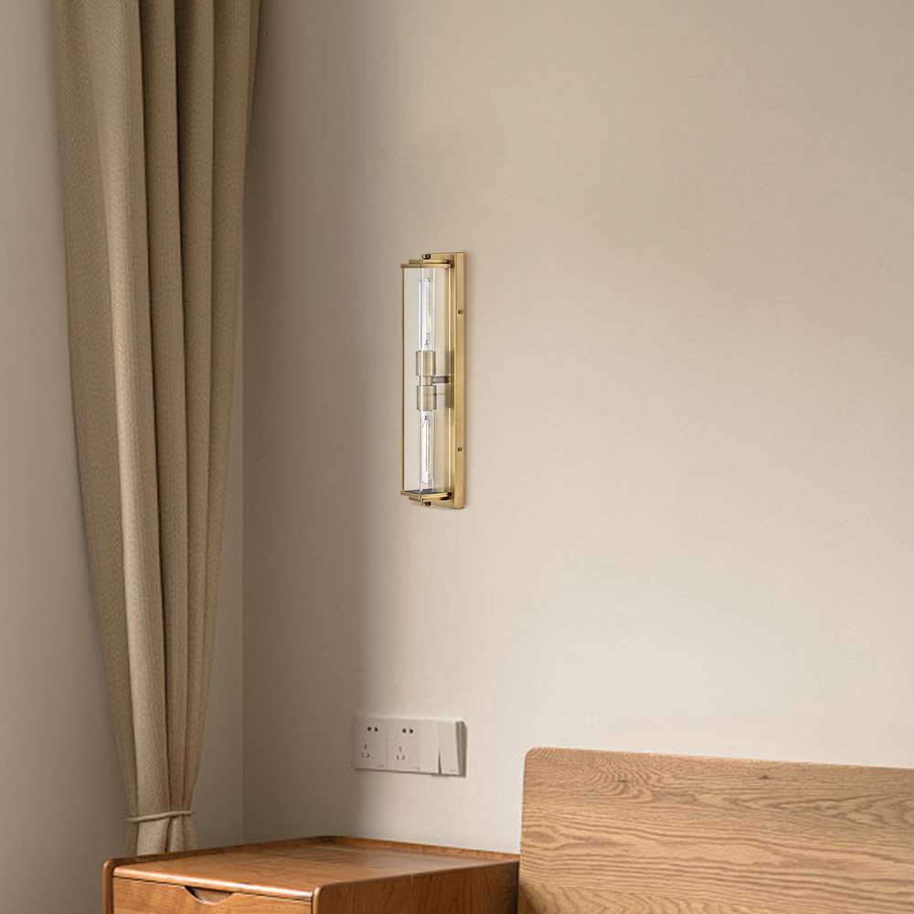 Minimalist Clear Shade Vanity Square Wall Sconce - view 2