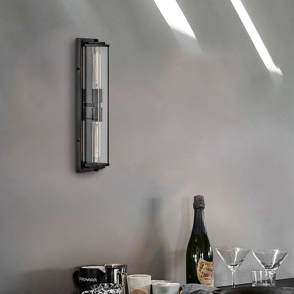Minimalist Clear Shade Vanity Square Wall Sconce - view 3