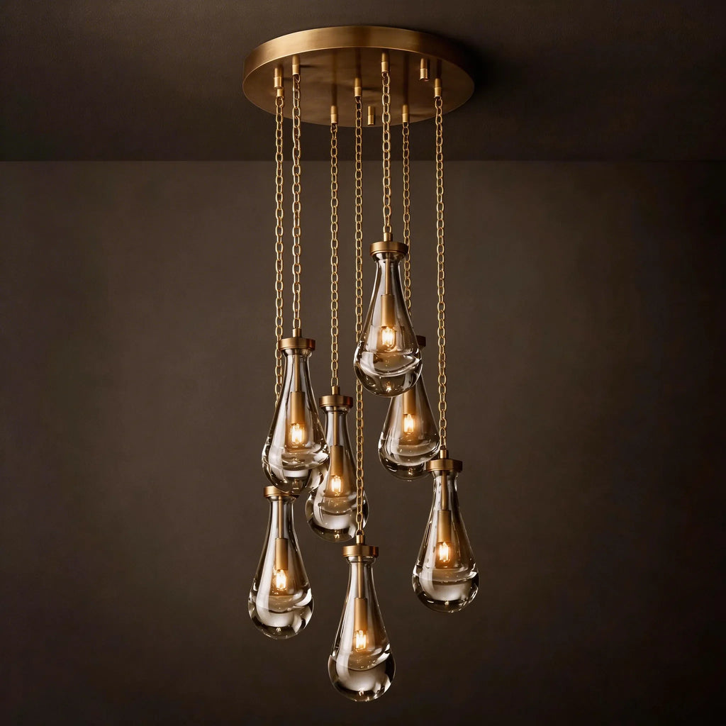 Modern Rain drop Crystal Round Chandelier - view 1