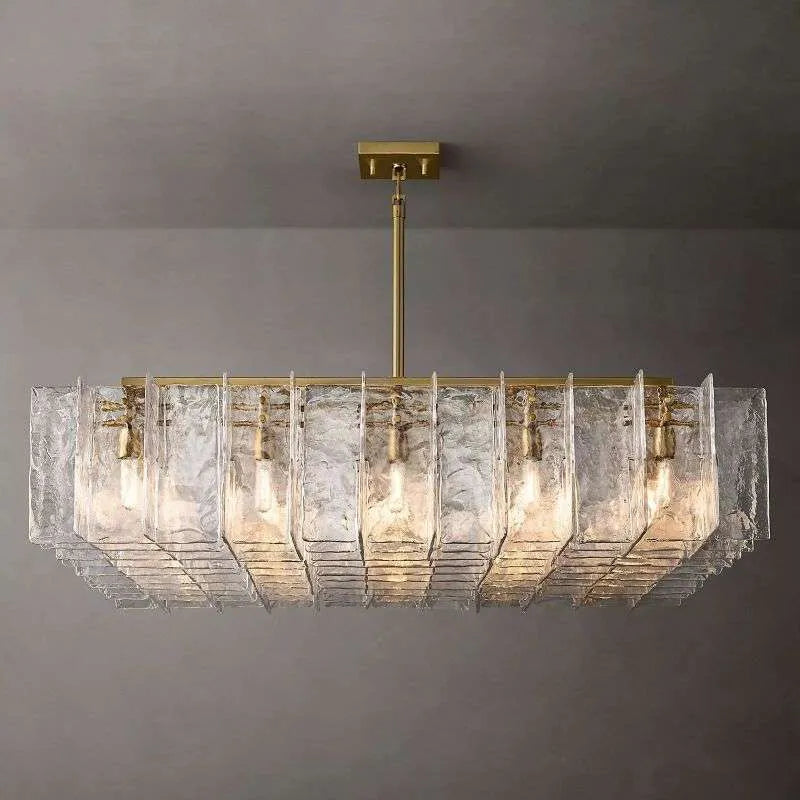 Lattice Clear Glass Square Chandelier 60" - view 1