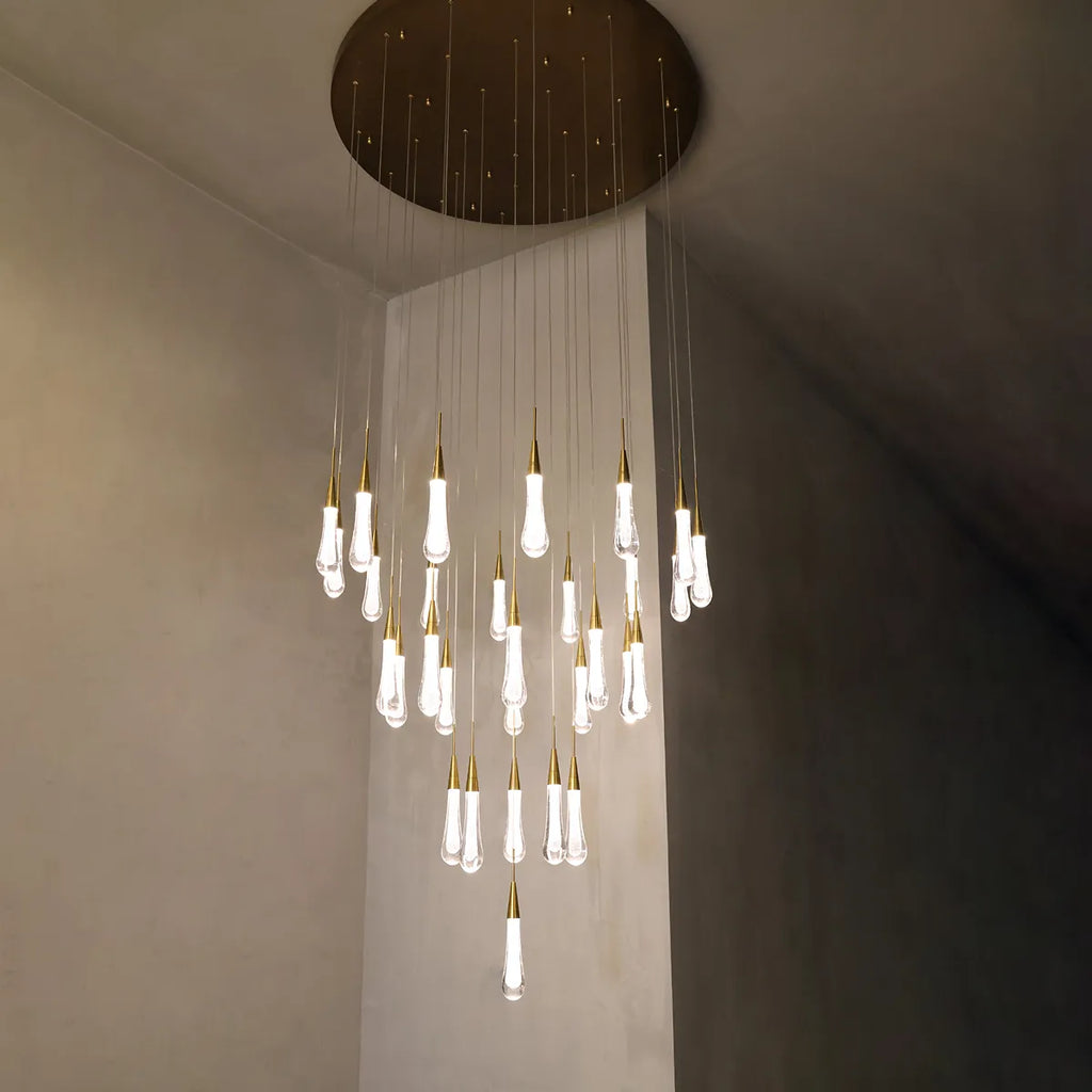 Solitaire Raindrop Modern Round Crystal Chandelier - view 1