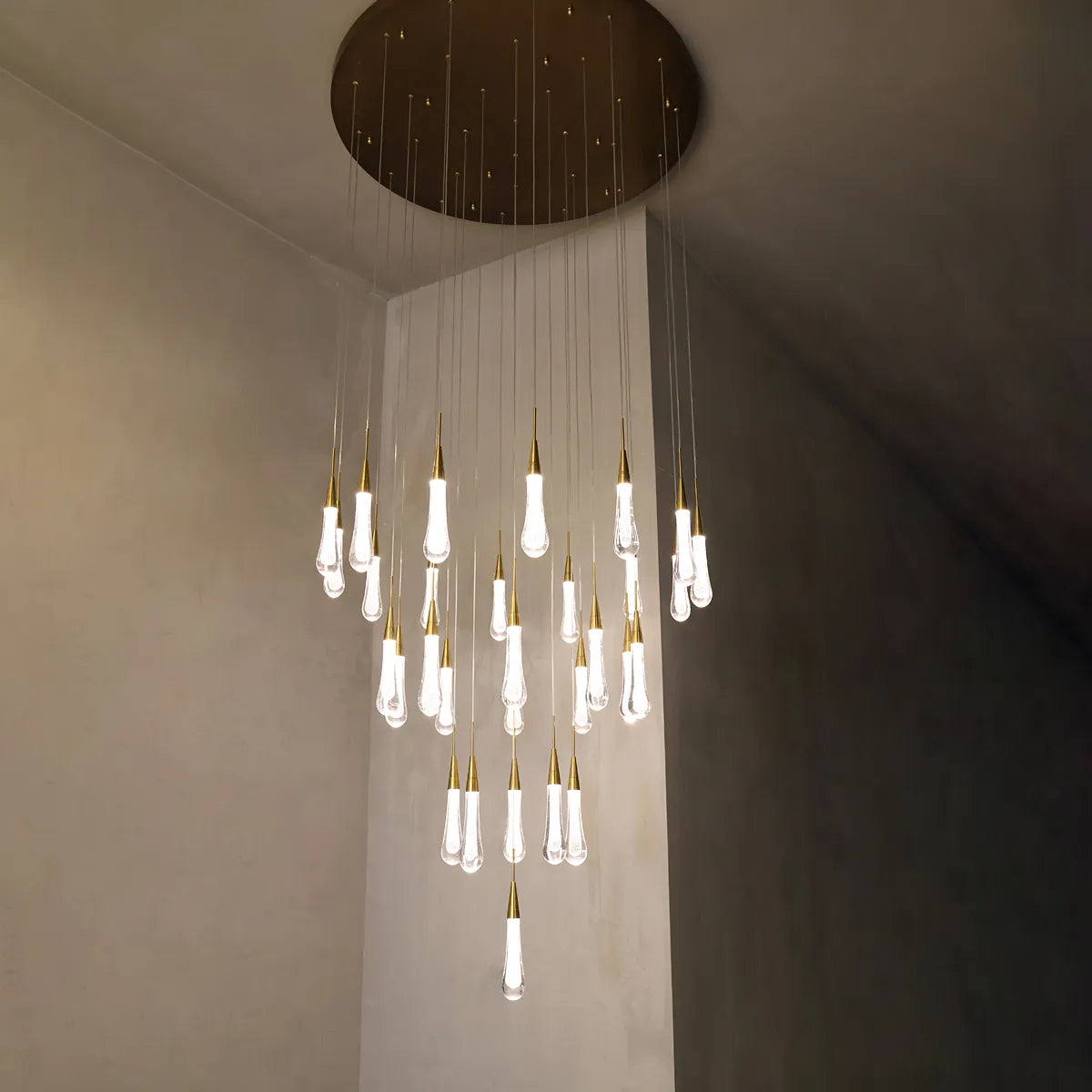 Solitaire Raindrop Modern Round Crystal Chandelier - view 1