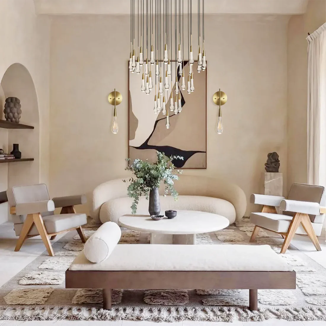Solitaire Raindrop Modern Round Crystal Chandelier - view 2