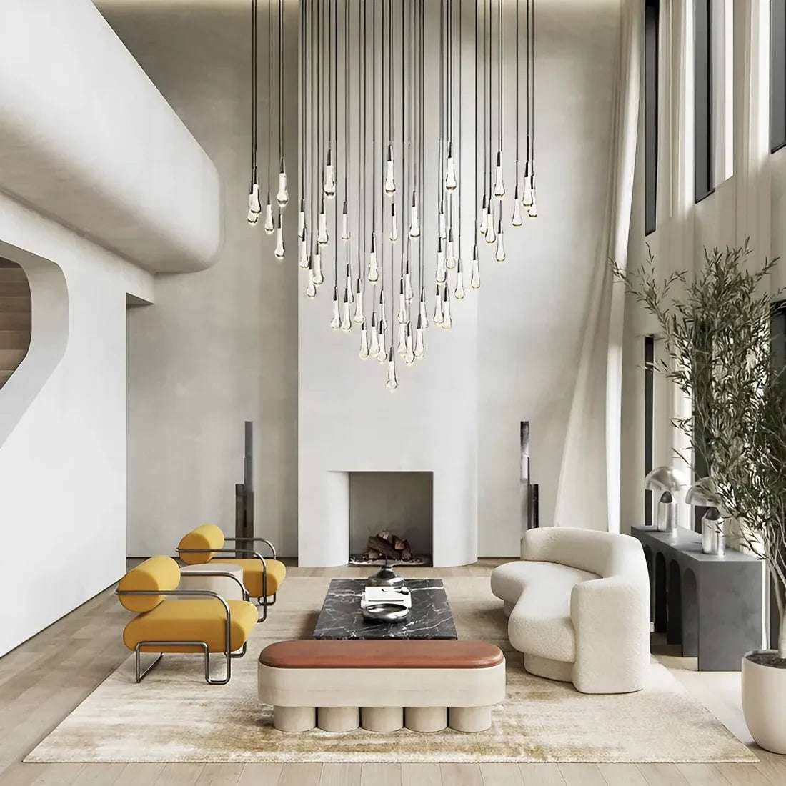 Solitaire Raindrop Modern Round Crystal Chandelier - view 3