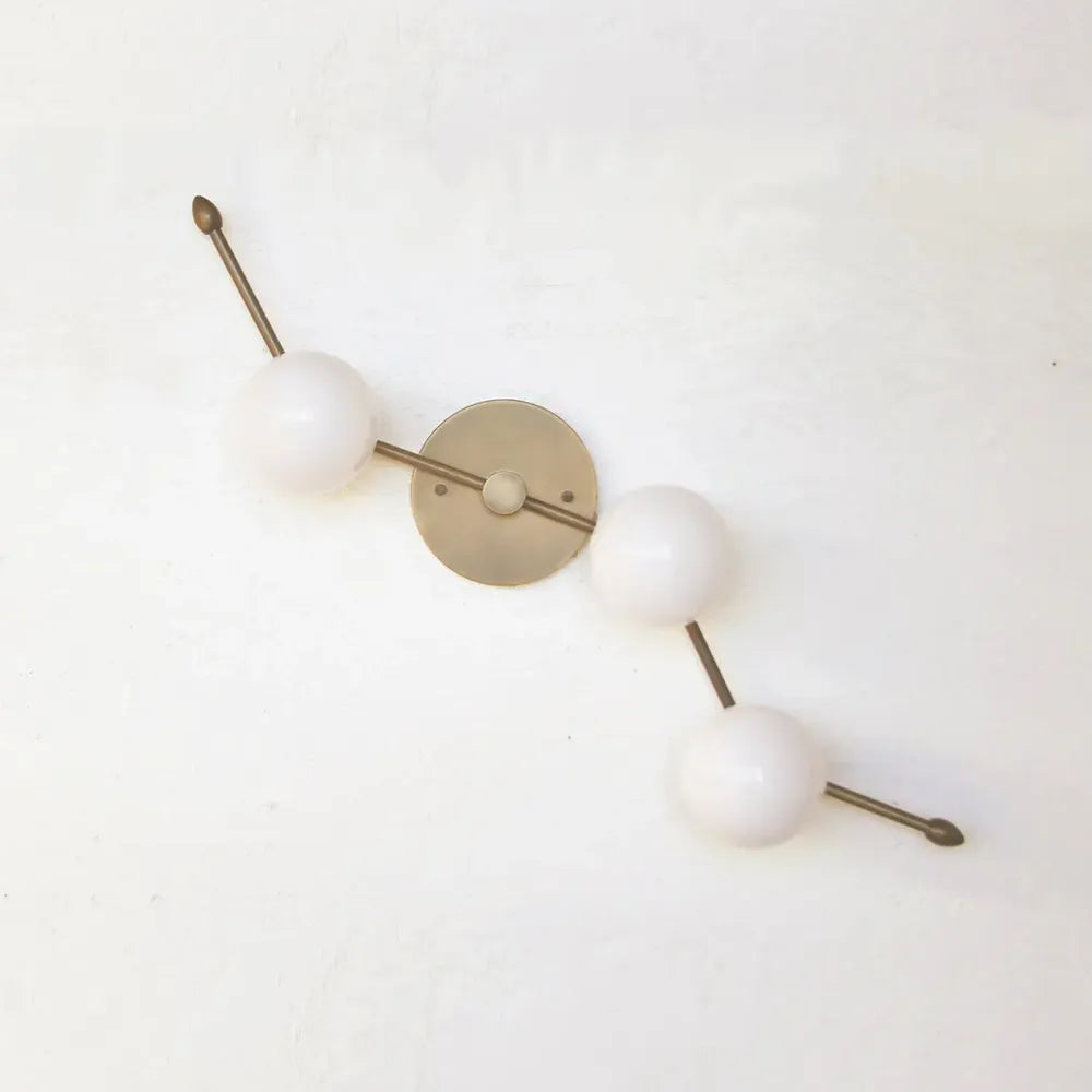 Minimalist Brass White Globe Vanity Wall Sconce - view 1