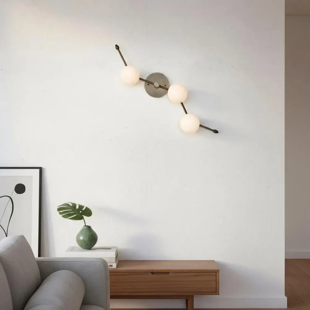 Minimalist Brass White Globe Vanity Wall Sconce - view 2