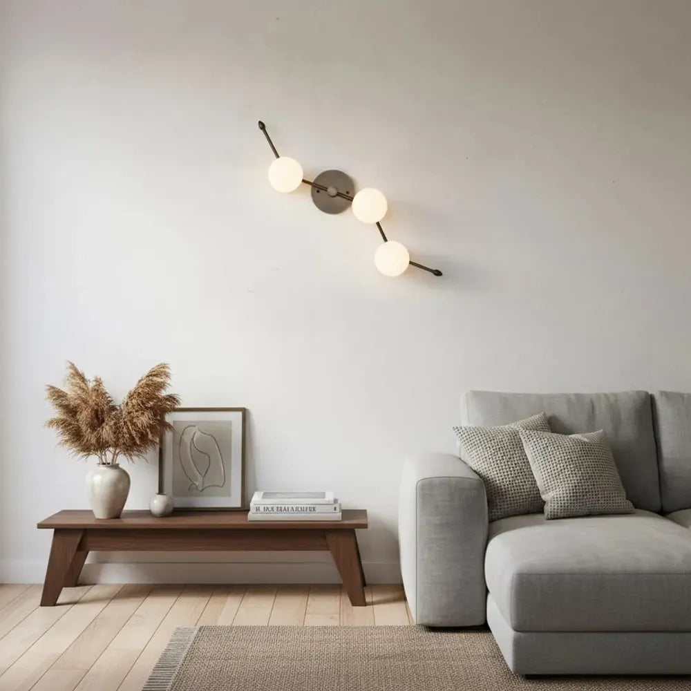 Minimalist Brass White Globe Vanity Wall Sconce - view 3