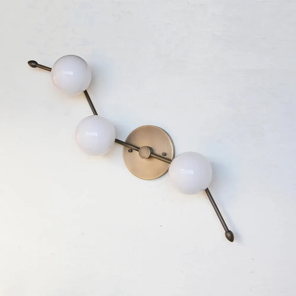 Minimalist Brass White Globe Vanity Wall Sconce - view 4