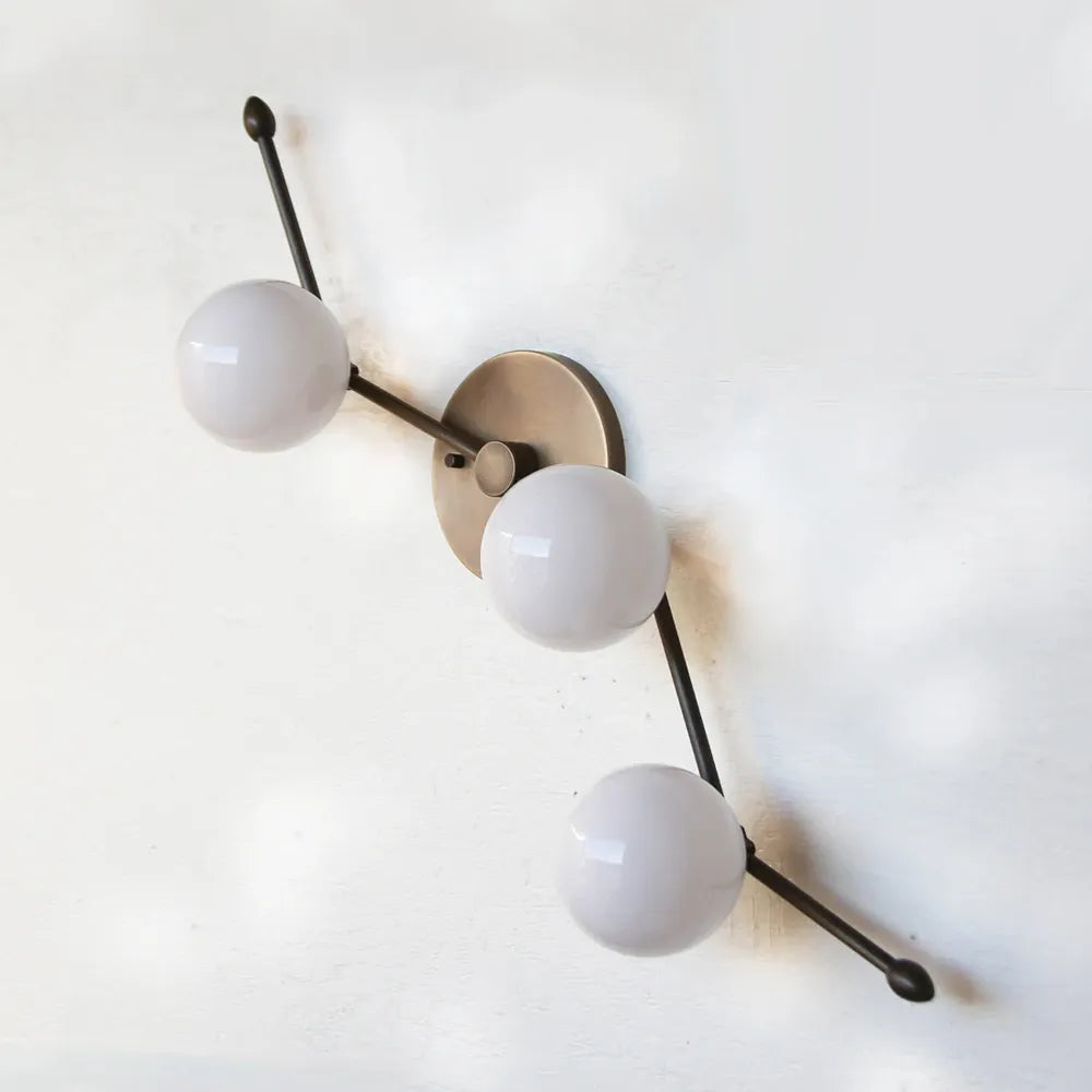 Minimalist Brass White Globe Vanity Wall Sconce - view 6
