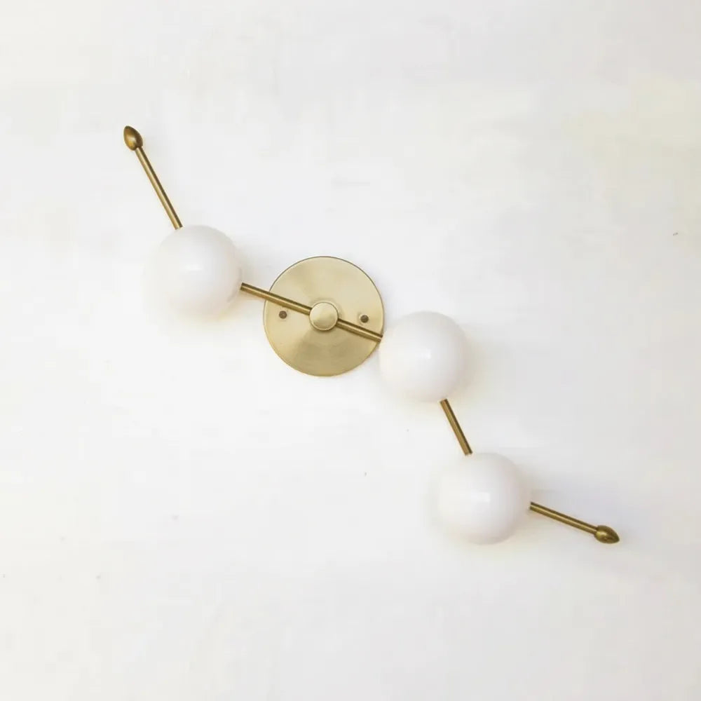 Minimalist Brass White Globe Vanity Wall Sconce - view 9