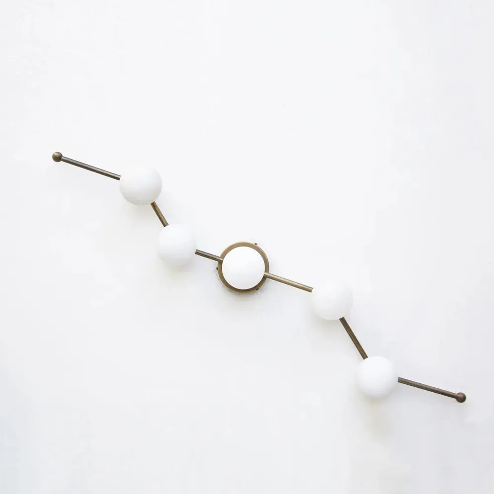 Modern Brass Wall Sconce with White Glass Globe for Vanity - view 1