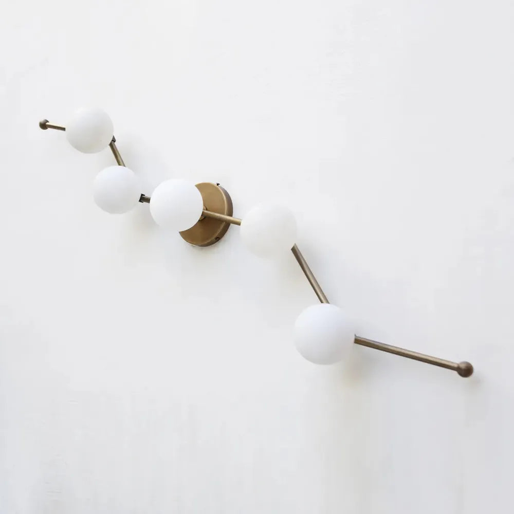 Modern Brass Wall Sconce with White Glass Globe for Vanity - view 2