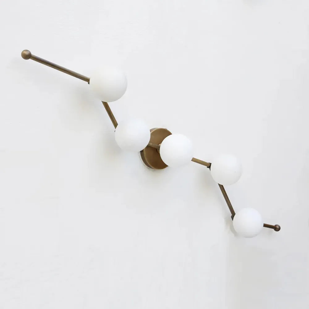 Modern Brass Wall Sconce with White Glass Globe for Vanity - view 3