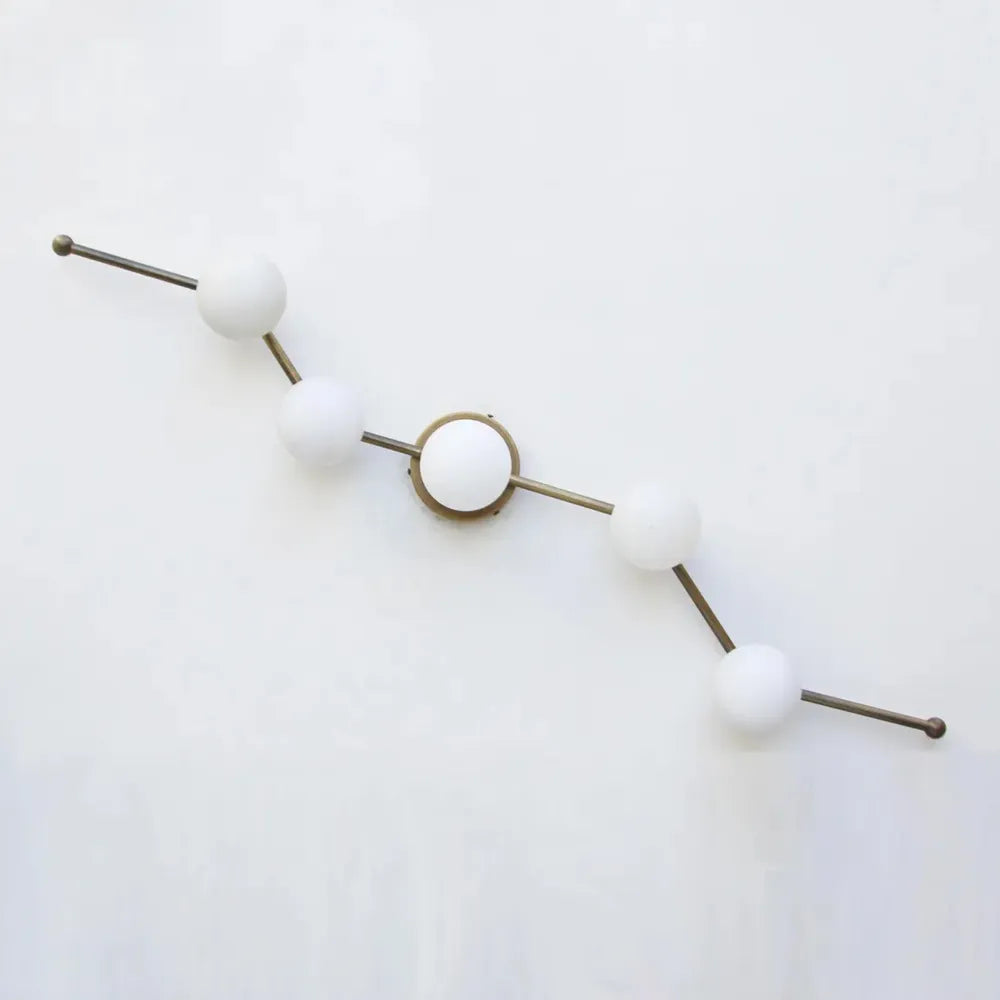 Modern Brass Wall Sconce with White Glass Globe for Vanity - view 4