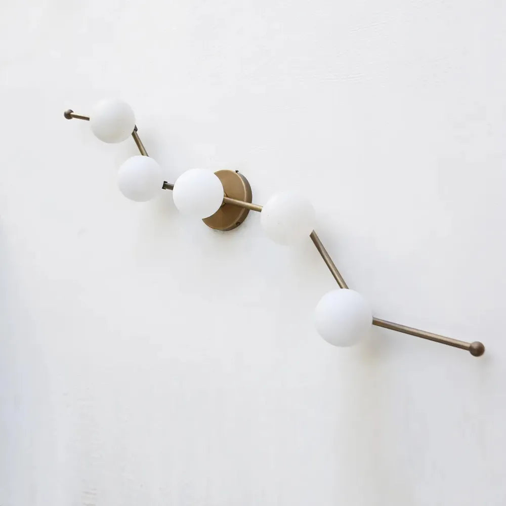 Modern Brass Wall Sconce with White Glass Globe for Vanity - view 5