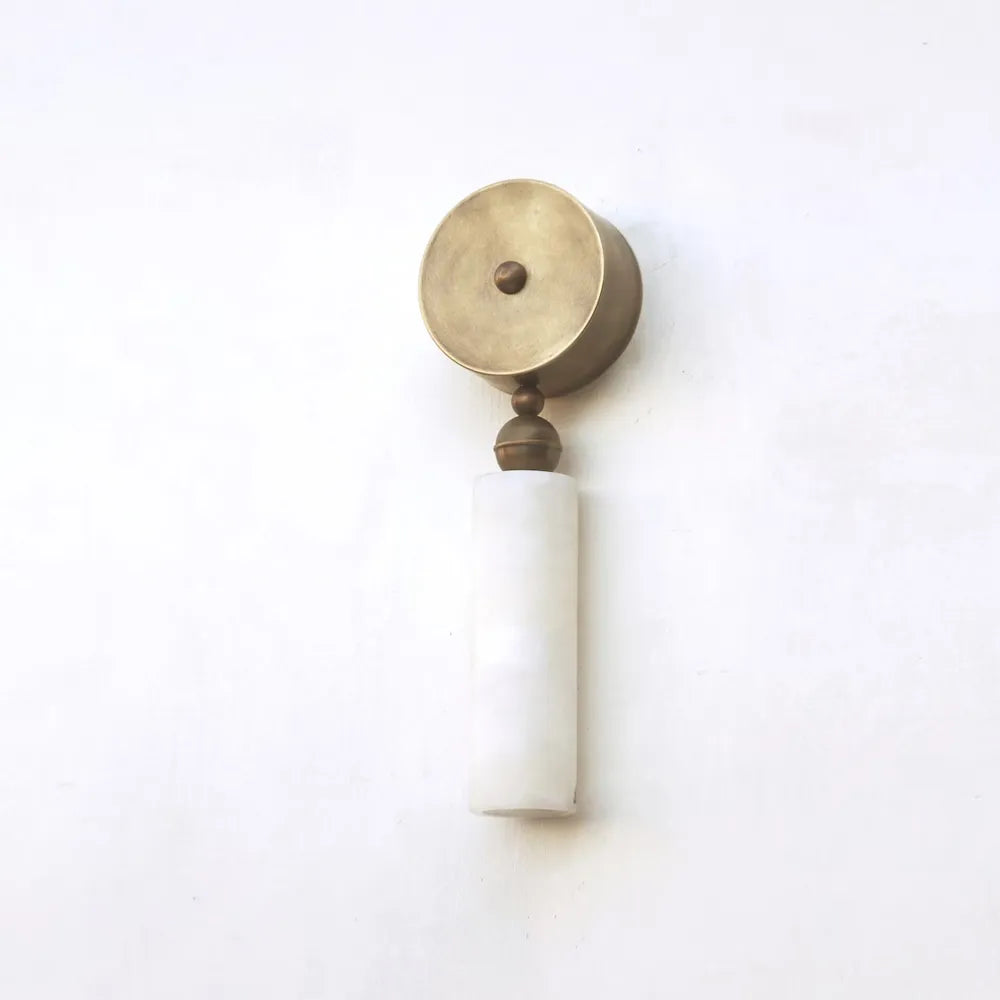 Mid-Century Alabaster Brass Wall Sconce for Mirror or Vanity - view 1