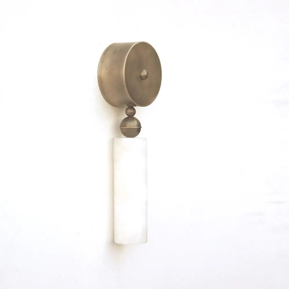 Mid-Century Alabaster Brass Wall Sconce for Mirror or Vanity - view 2
