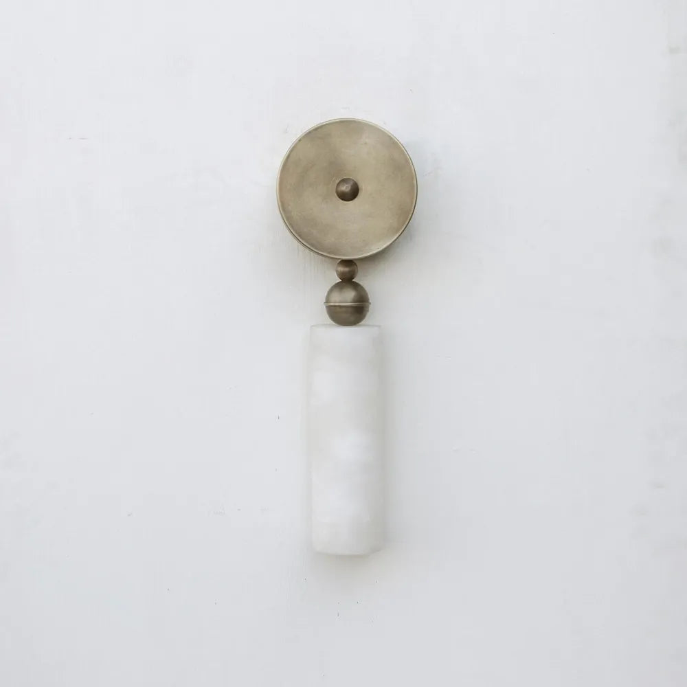 Mid-Century Alabaster Brass Wall Sconce for Mirror or Vanity - view 3