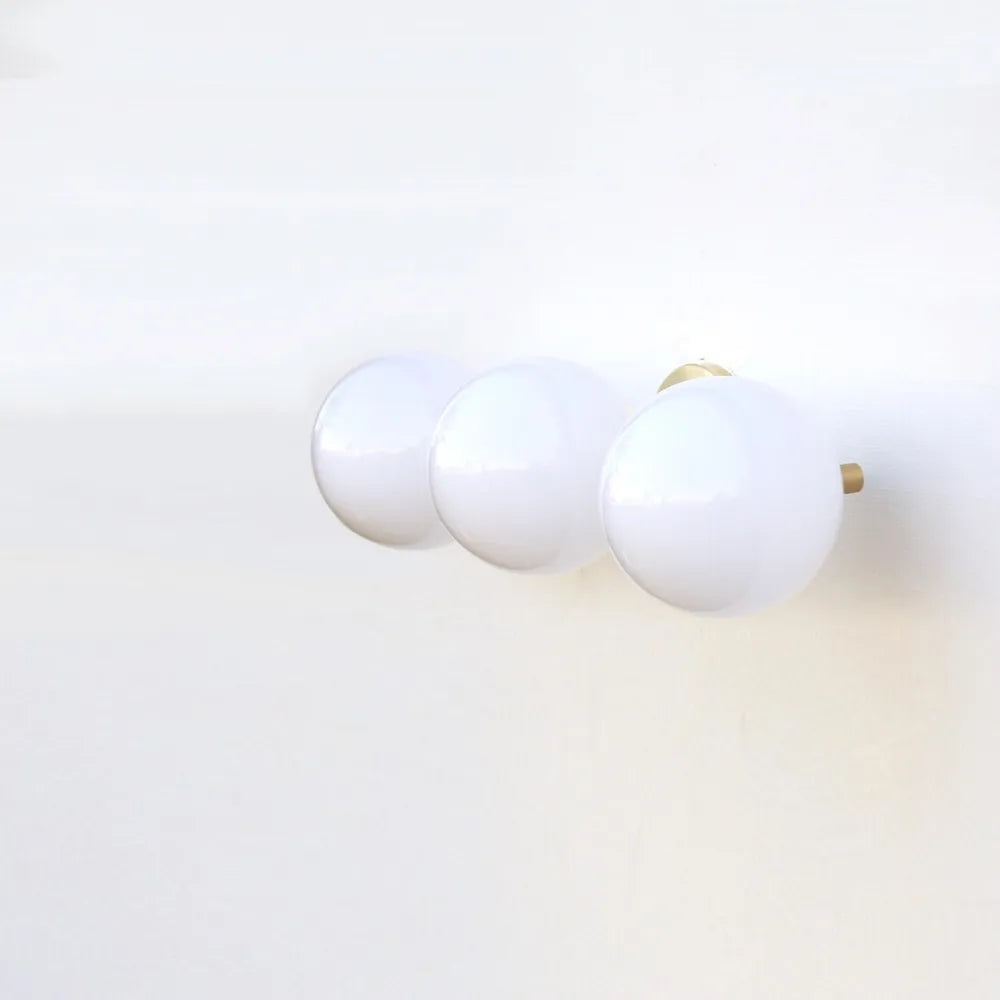 Mid-Century Brass Wall Lamp, Glass Ball Wall Light for Dressing Table - view 2