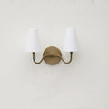 Classic 2-Light Brass Wall Sconce with Linen Fabric Shades - view 3