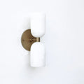 Elegant Vintage French Brass Wall Light with Double Alabaster Shades - view 1