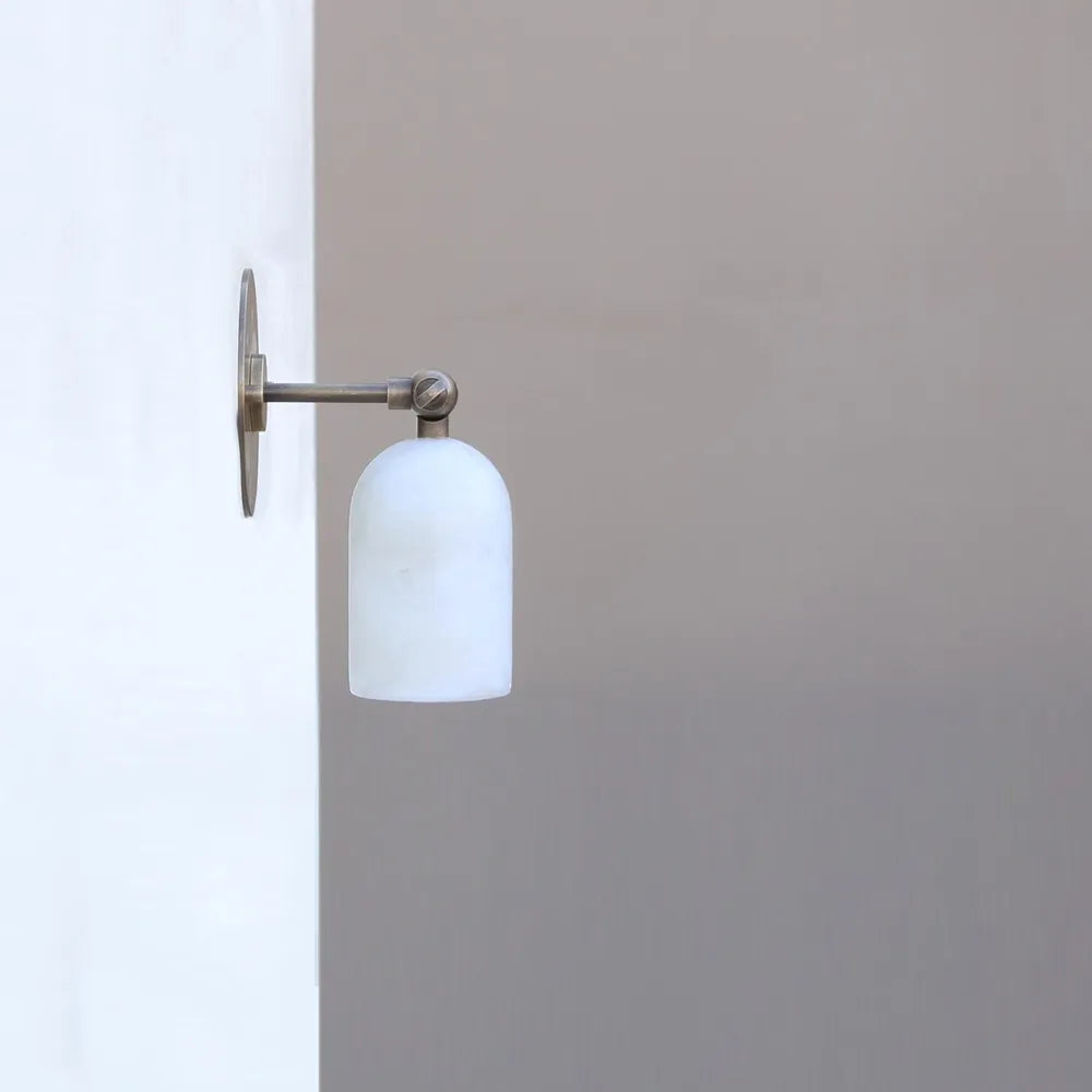 Brass Wall Sconce With Alabaster Shade - Modern Lighting Design - view 2