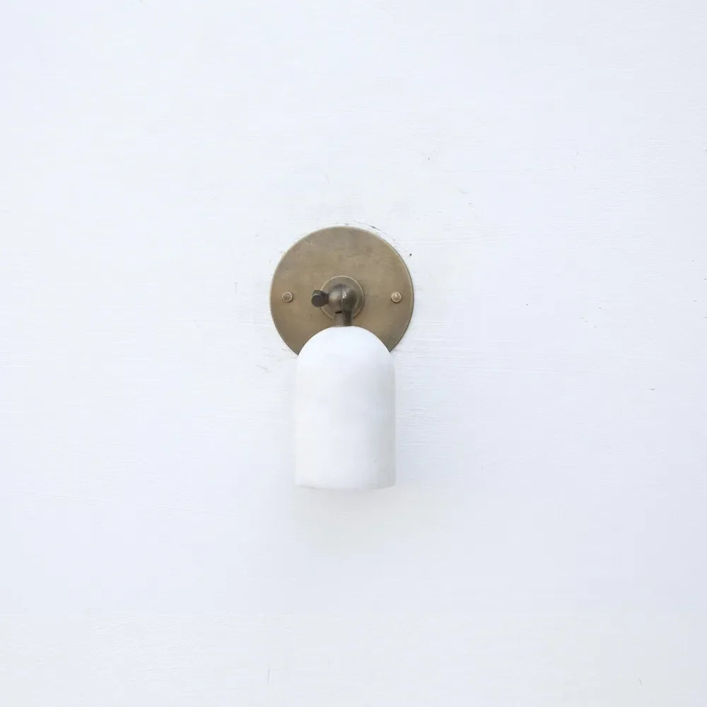 Brass Wall Sconce With Alabaster Shade - Modern Lighting Design - view 3