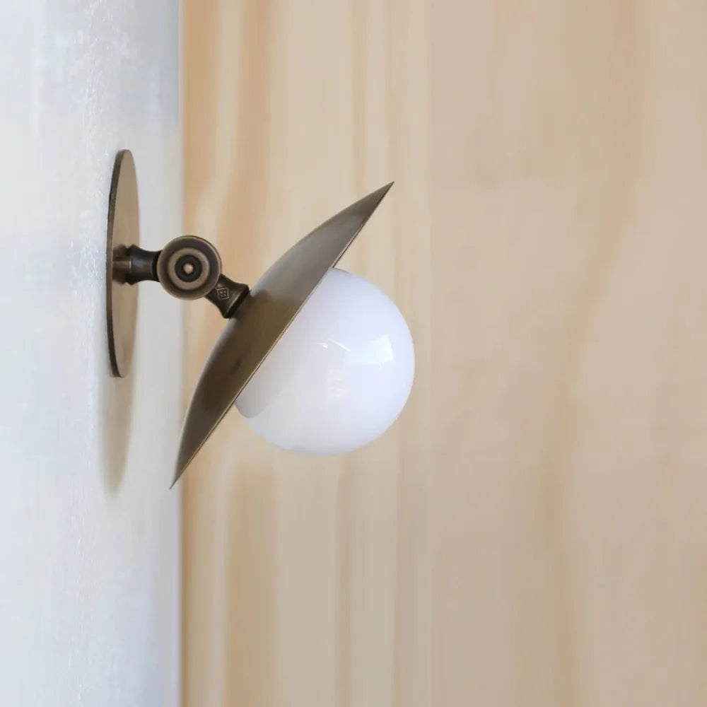Modern Brass Disc Wall / Ceiling Lamp, Handmade Glass Light - view 2