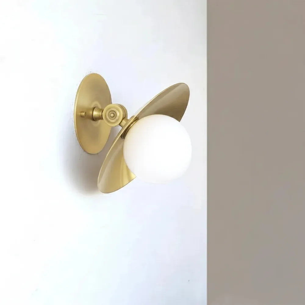 Modern Brass Disc Wall / Ceiling Lamp, Handmade Glass Light - view 8