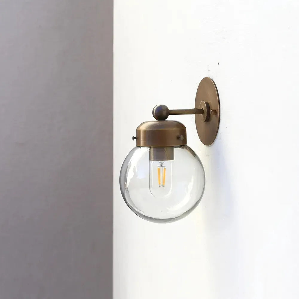 Vintage Industrial Wall Lamp with Clear Glass Ball Shade - view 2