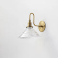 French Vintage Brass Wall Sconce with Clear Pyramid Glass Shade - view 6